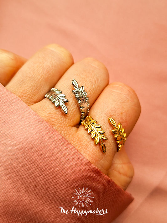 Ring stainless steel ☀ leafs