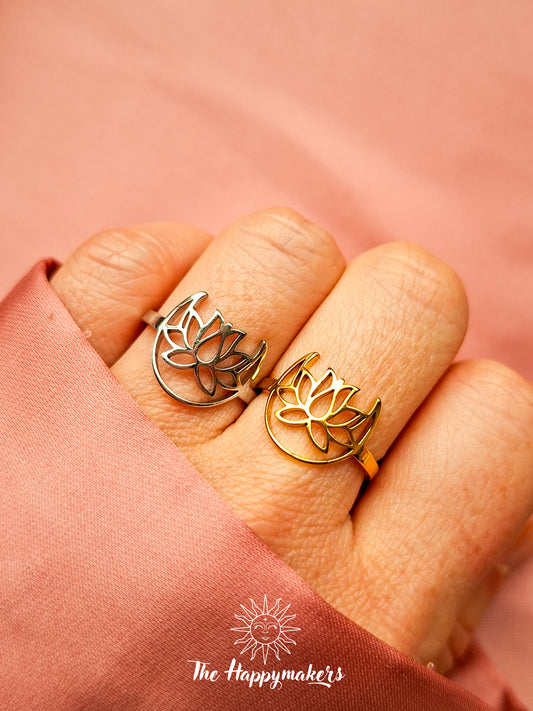 Ring stainless steel ☀ lotus moon