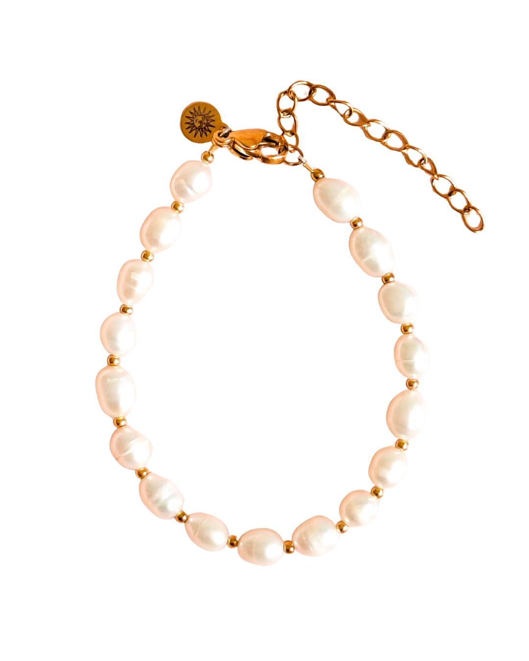 Boho beach bracelet golden big pearl