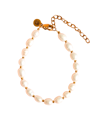 Boho beach bracelet golden big pearl