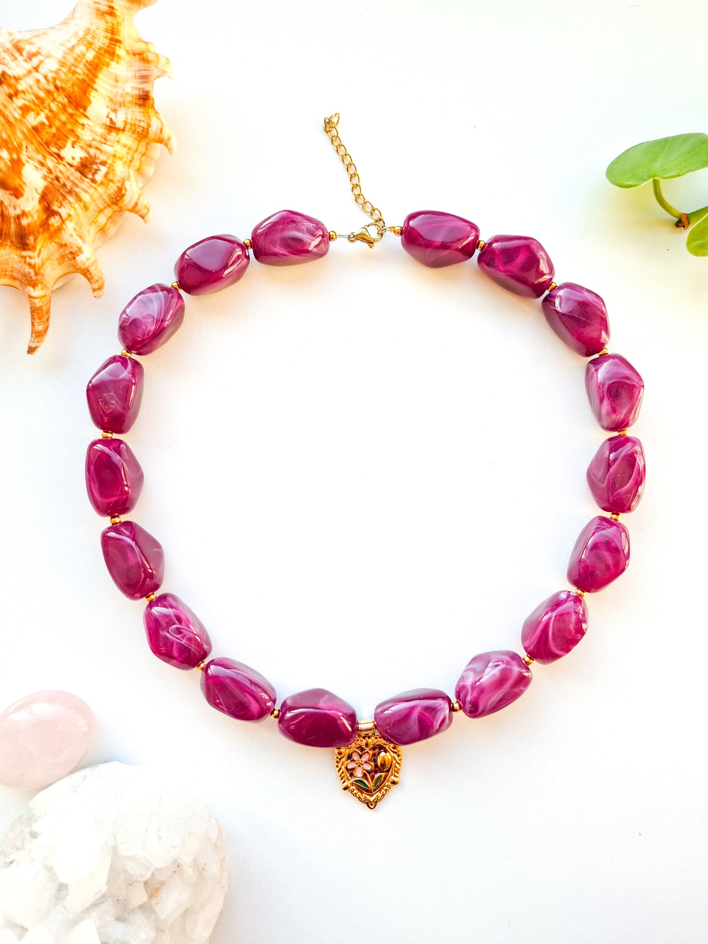 Chunky kralen ketting met bedel