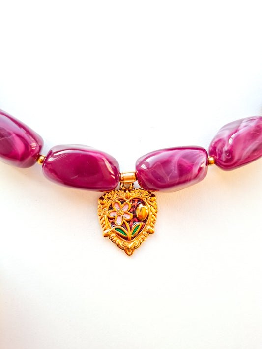 Chunky kralen ketting met bedel