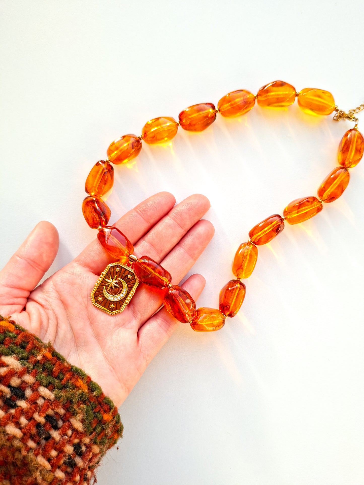 Chunky kralen ketting met bedel
