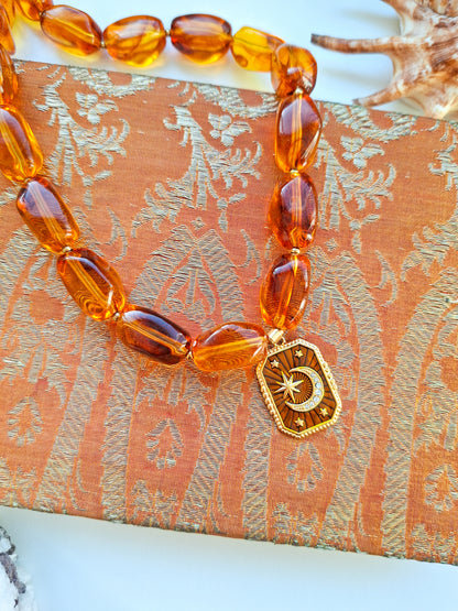 Chunky kralen ketting met bedel