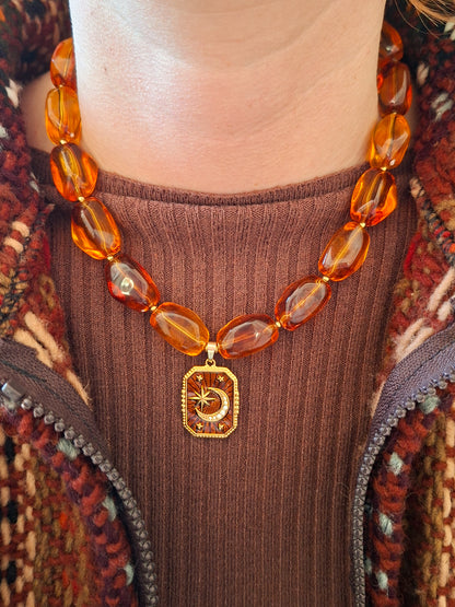 Chunky kralen ketting met bedel