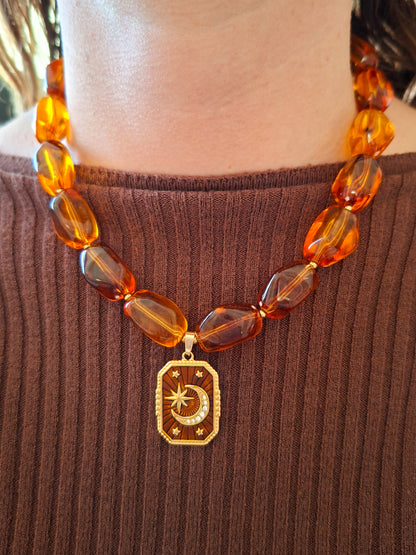 Chunky kralen ketting met bedel