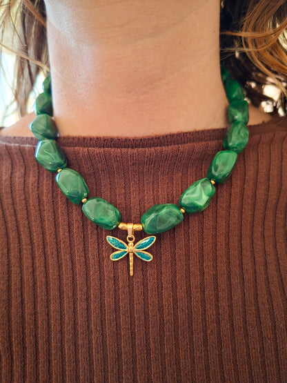 Chunky kralen ketting met bedel