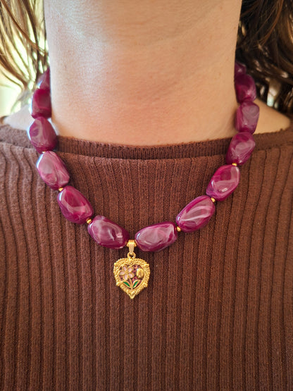 Chunky kralen ketting met bedel
