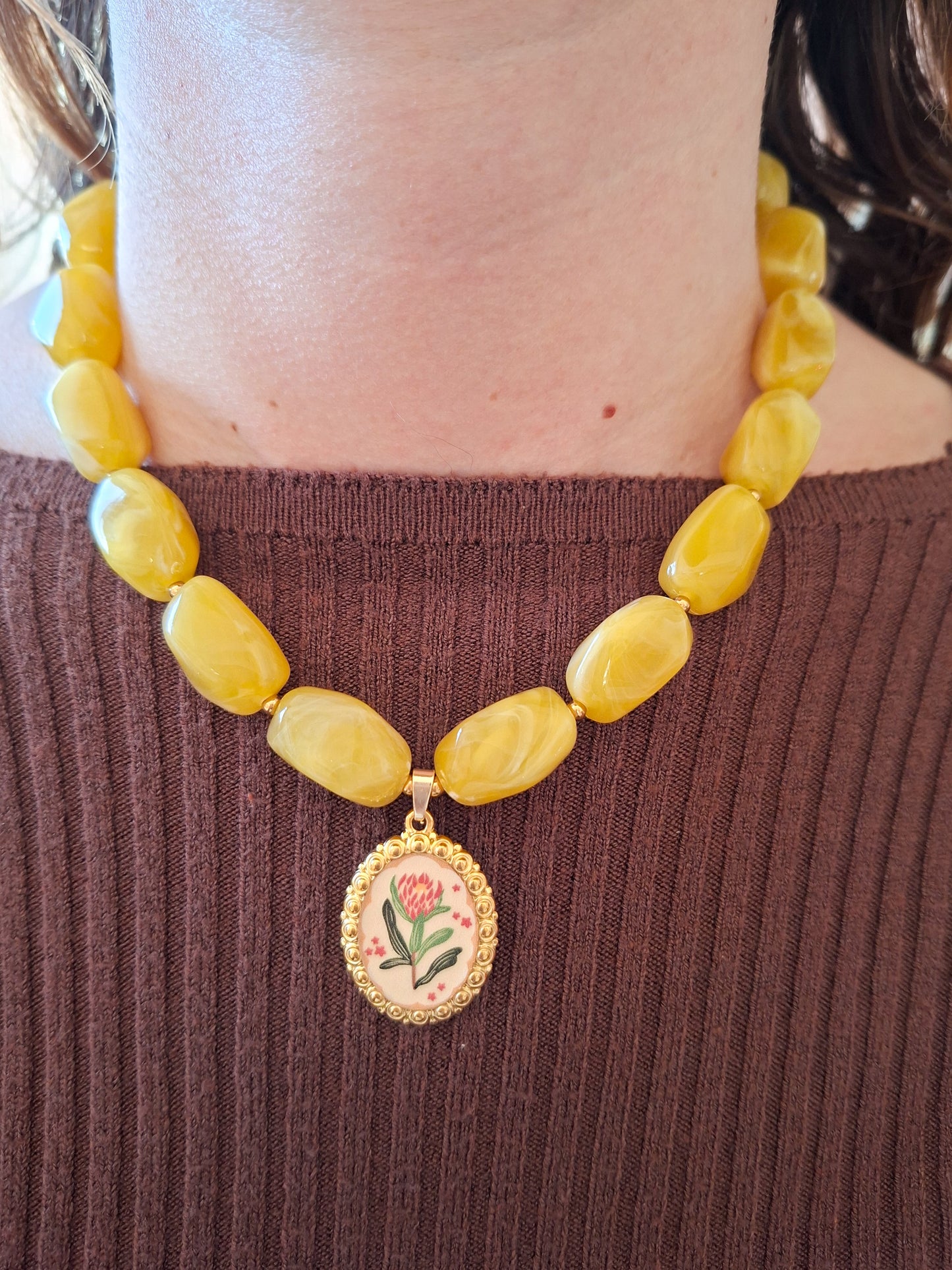 Chunky kralen ketting met bedel