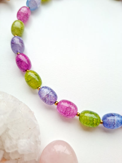 Glass bead necklace mixed collors