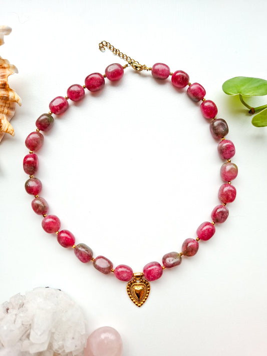 Chunky kralen ketting met bedel