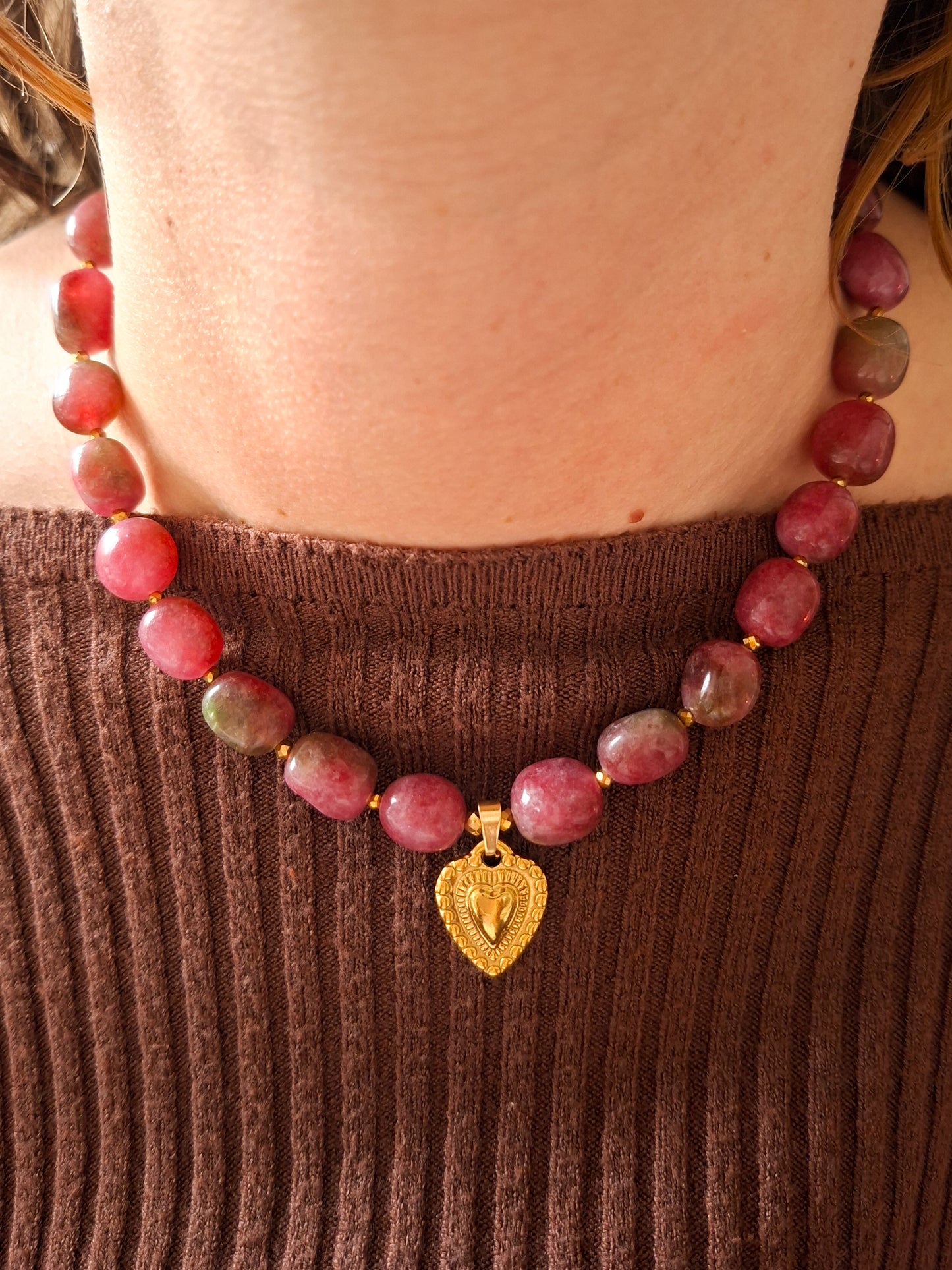 Chunky kralen ketting met bedel