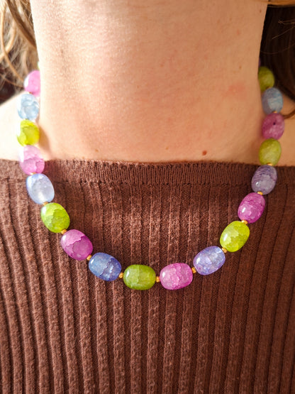 Glass bead necklace mixed collors