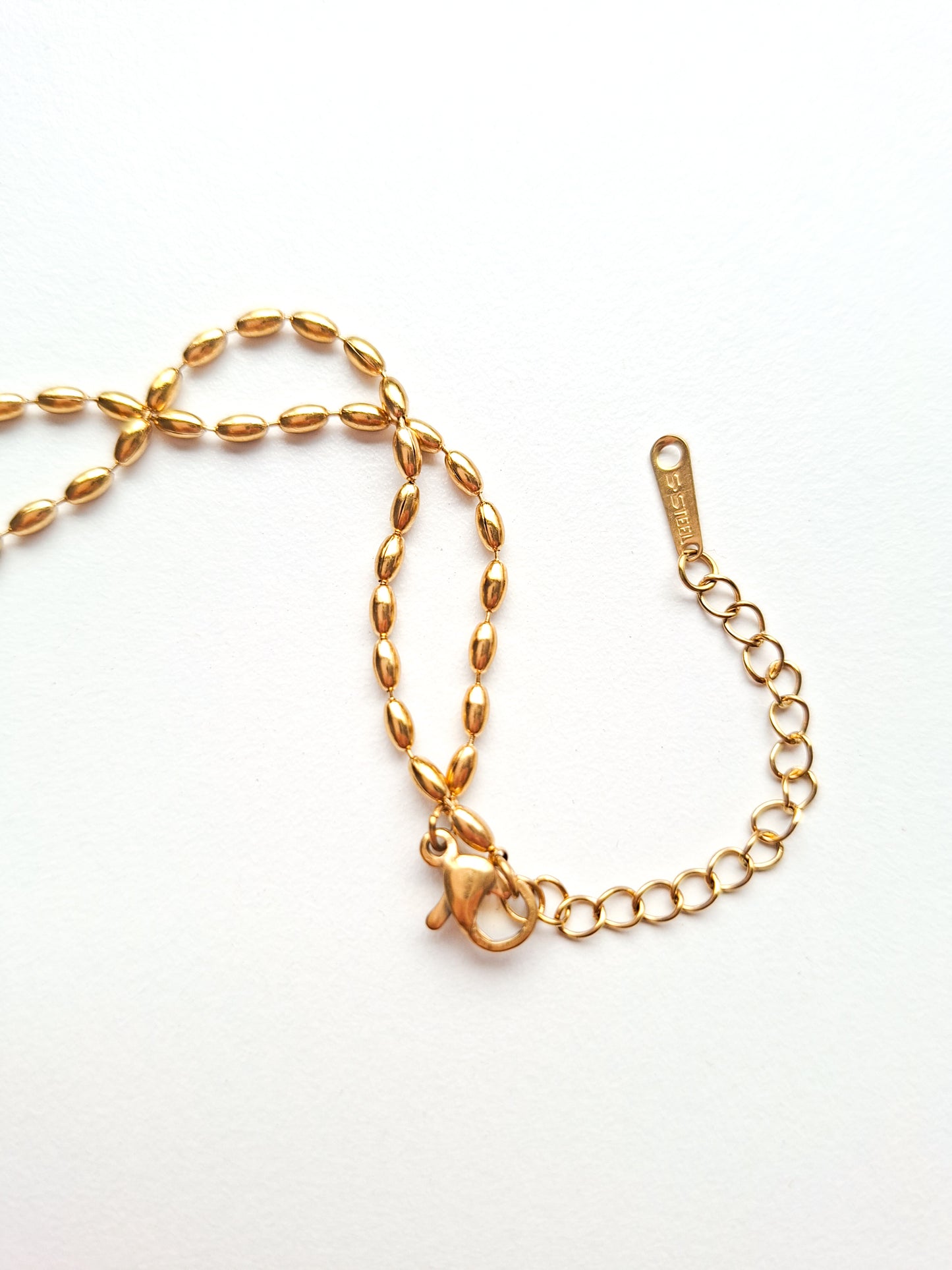 Basic ketting stainless steel 40+5cm goud rice