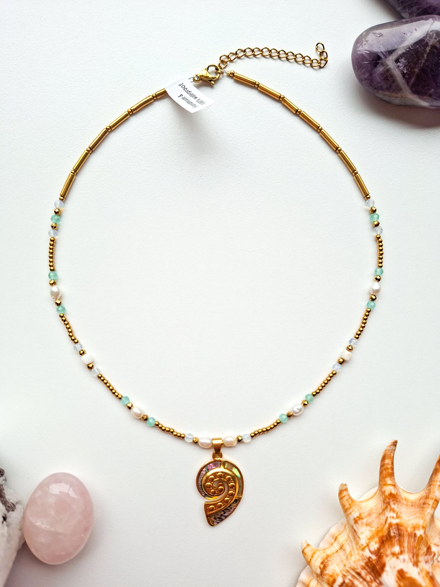 One of a kind abalone shell charm necklace