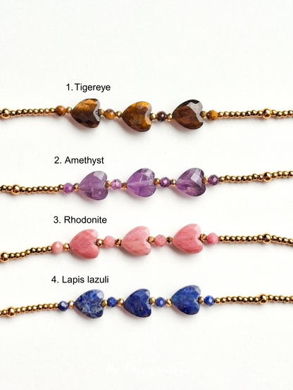 Armband edelsteen hartjes