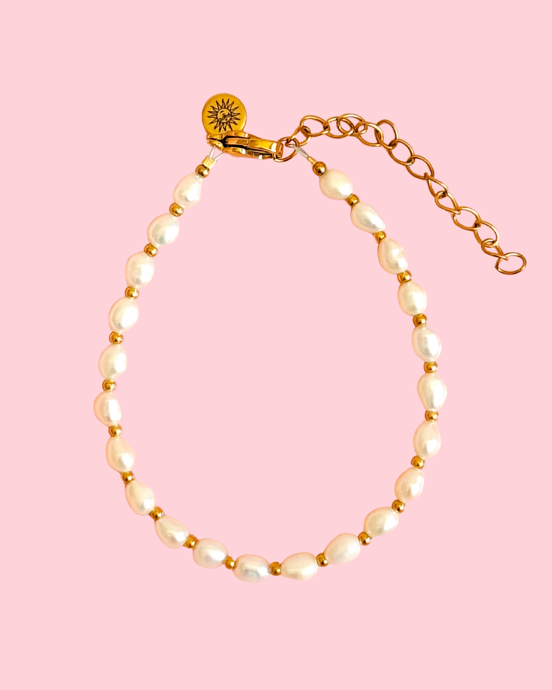 Boho beach bracelet golden small pearl