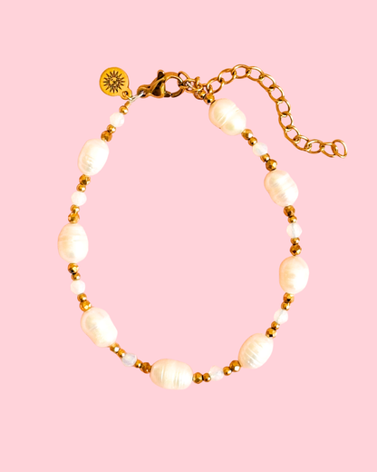 Boho beach bracelet opaline pearl