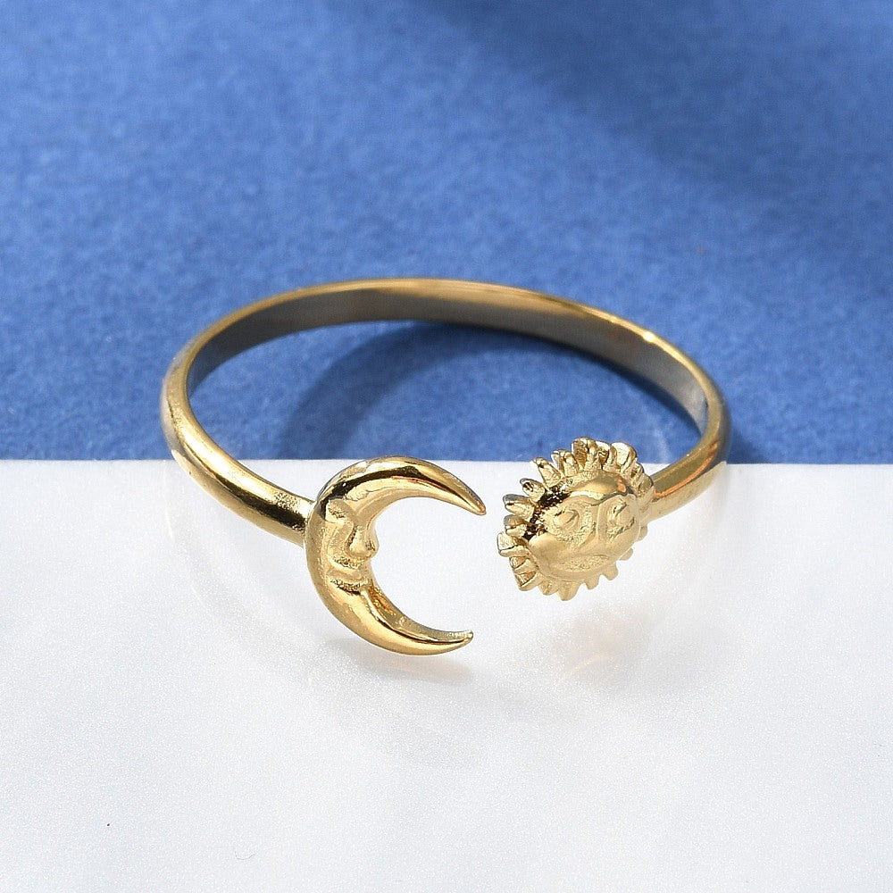 Ring stainless steel ☀ moon & sun