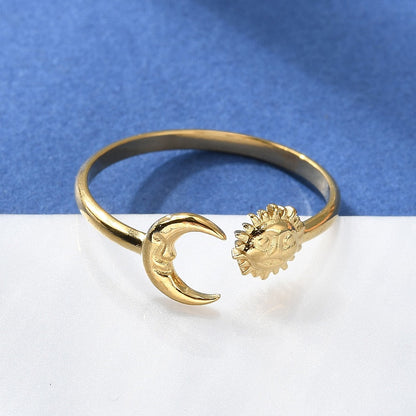 Ring stainless steel ☀ moon & sun