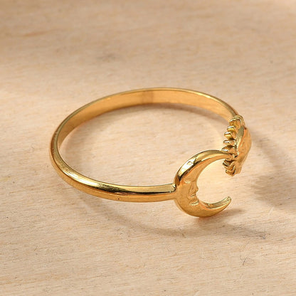 Ring stainless steel ☀ moon & sun