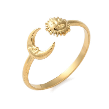 Ring stainless steel ☀ moon & sun
