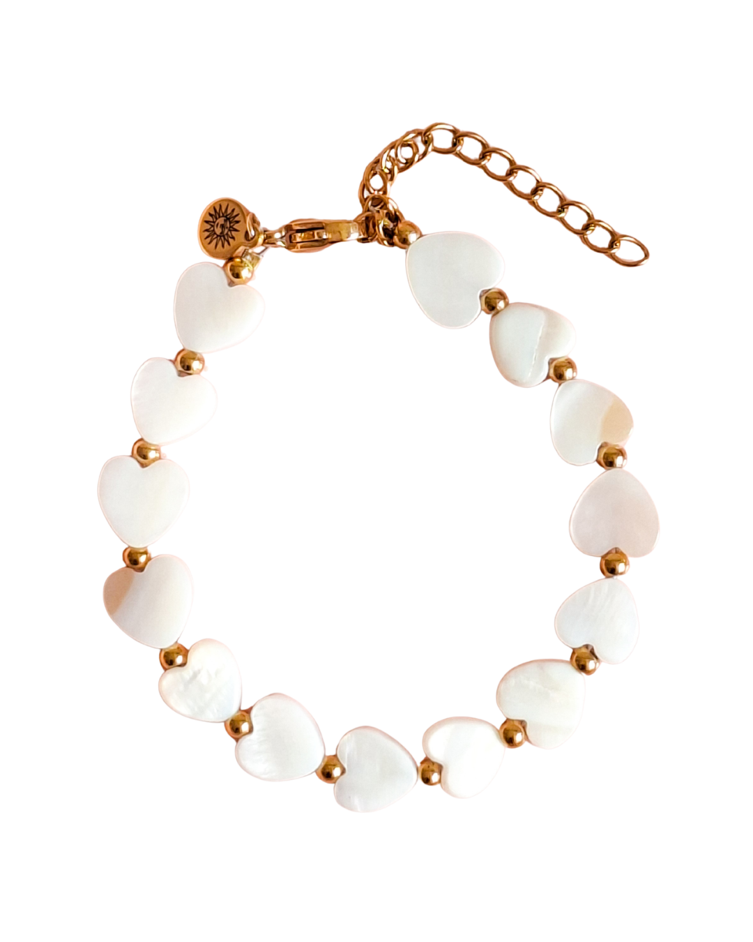 Boho beach bracelet white hearts