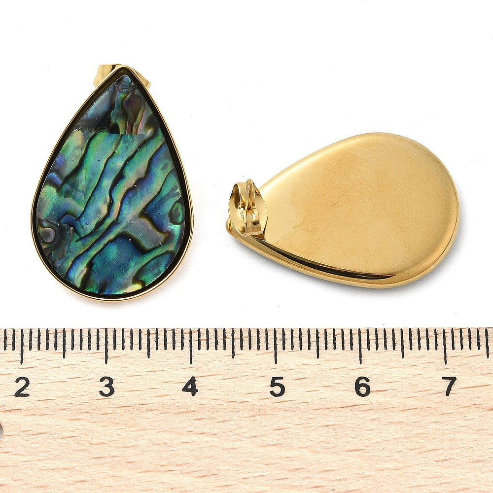 Studs stainless steel & abalone, boho beach