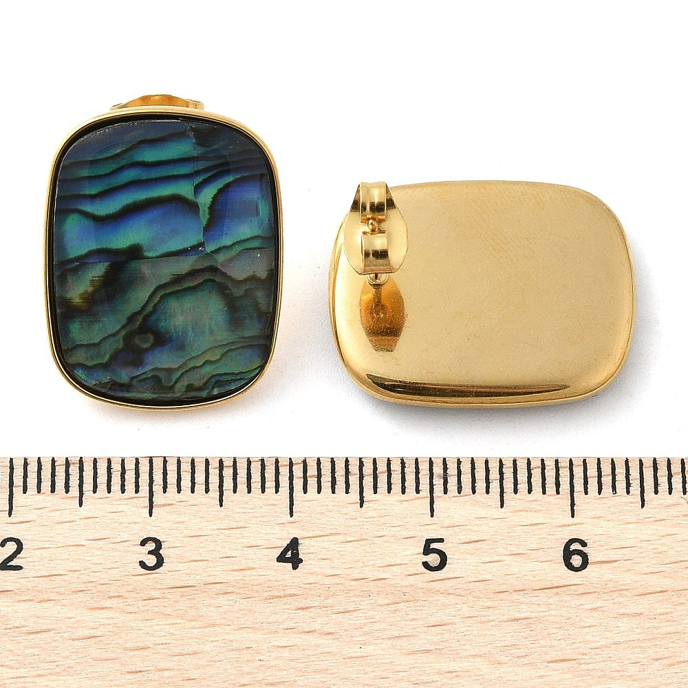 Studs stainless steel & abalone, boho beach