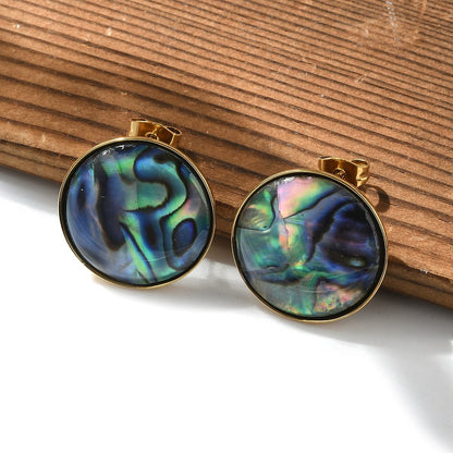 Studs stainless steel & abalone, boho beach