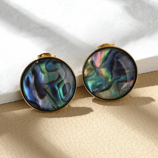 Studs stainless steel & abalone, boho beach