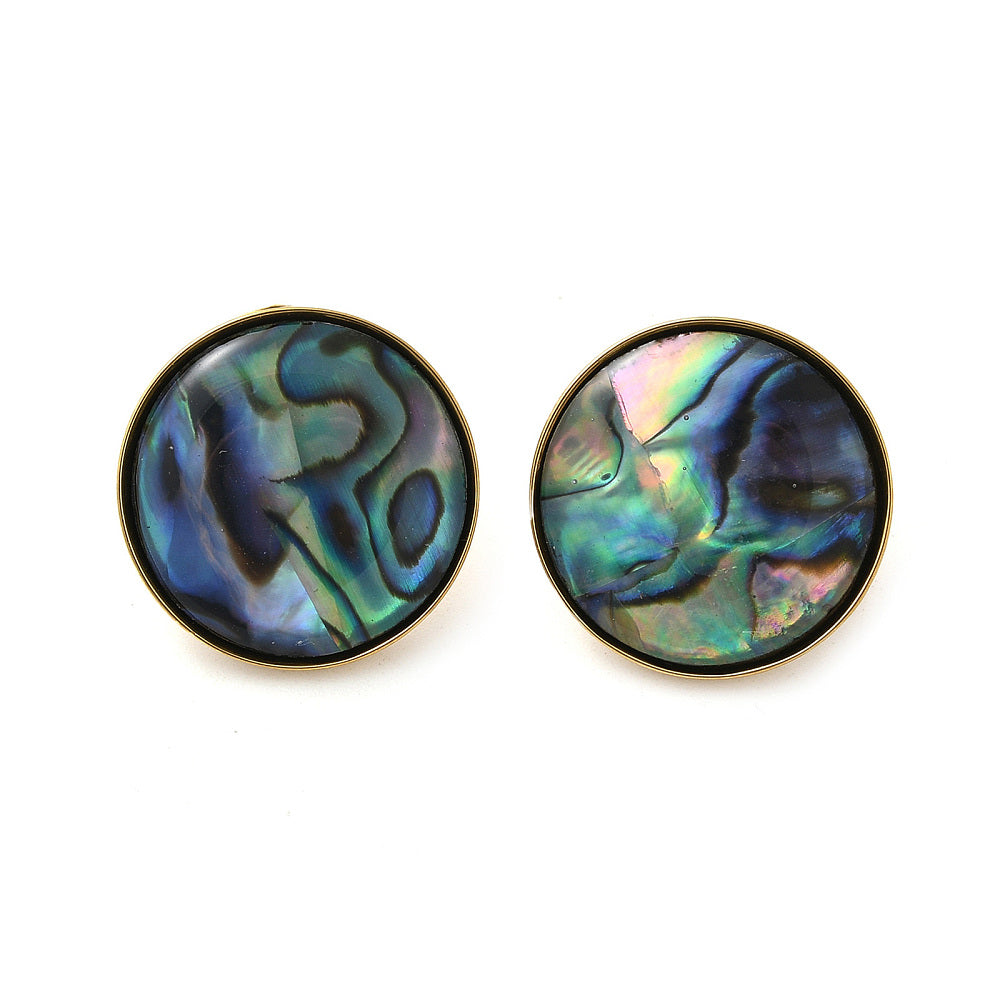 Studs stainless steel & abalone, boho beach