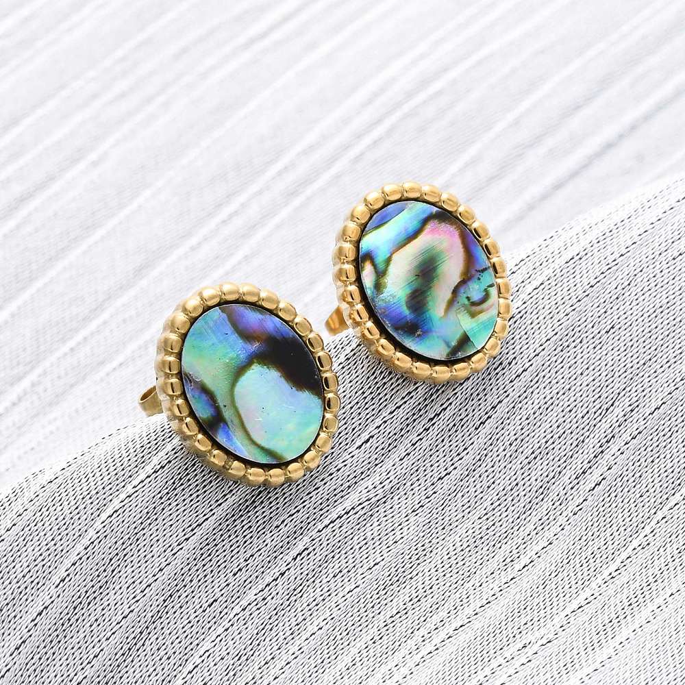 Studs stainless steel & abalone, boho beach