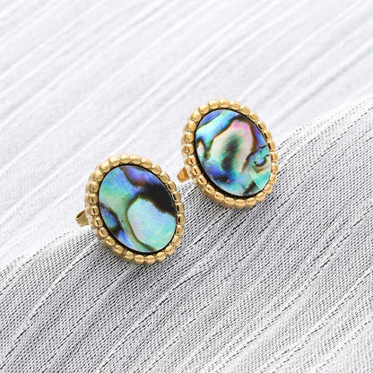 Studs stainless steel & abalone, boho beach