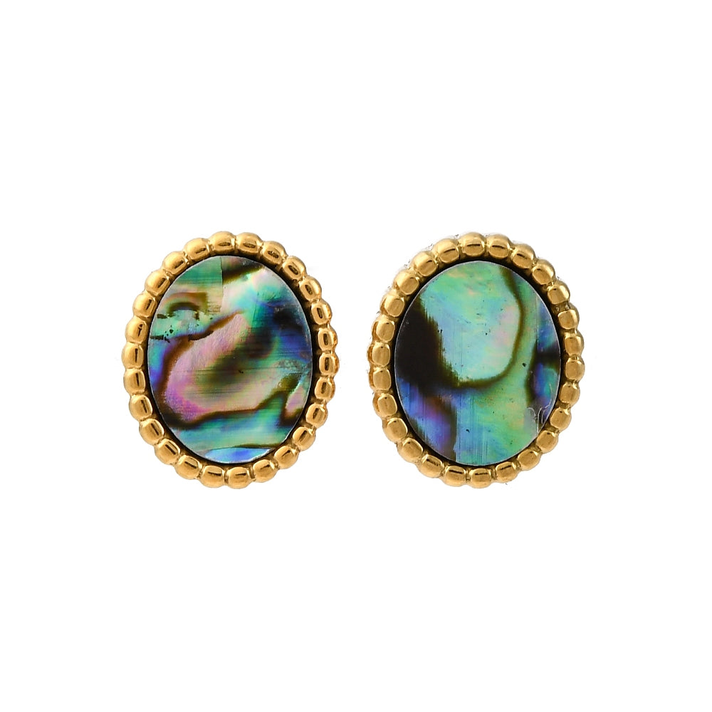 Studs stainless steel & abalone, boho beach