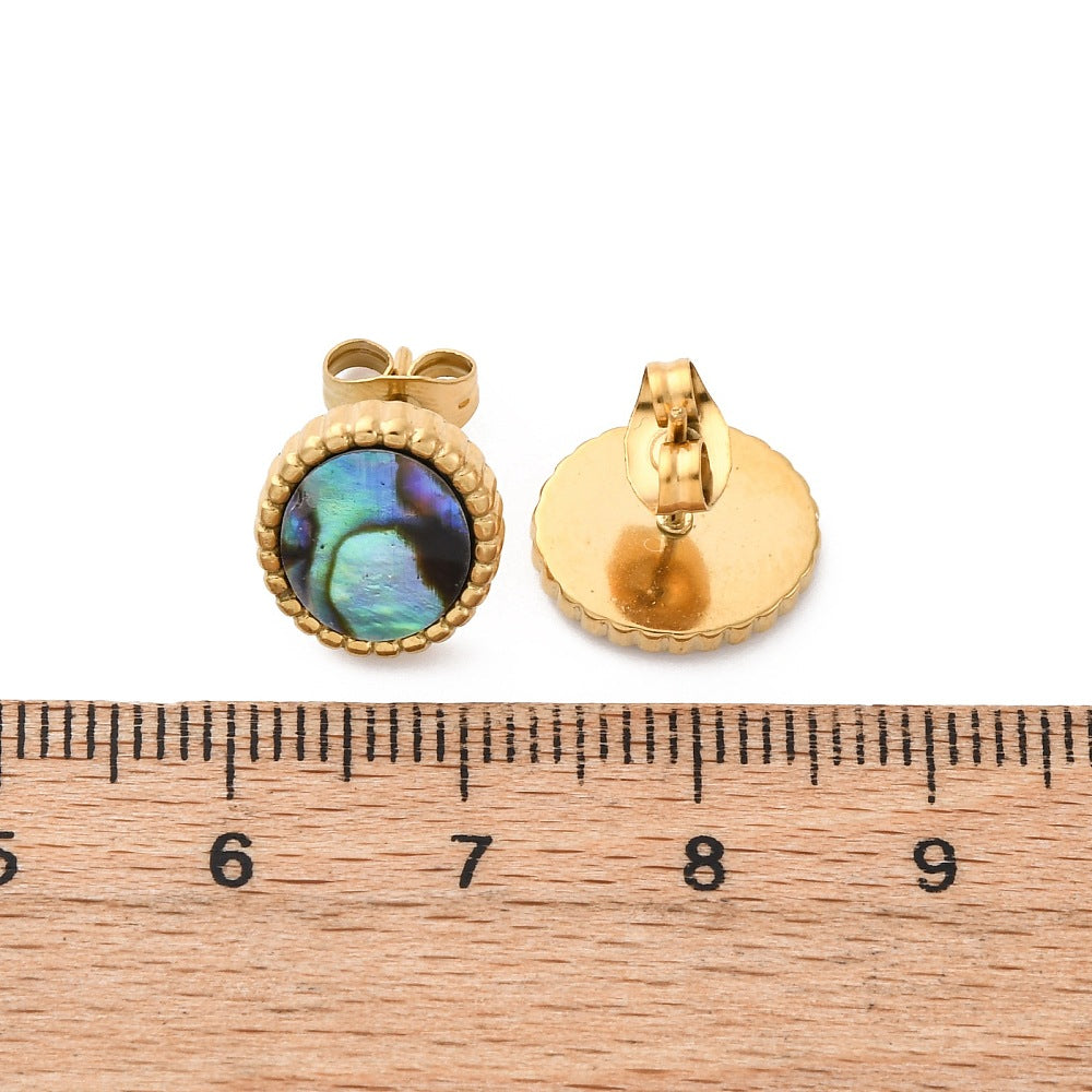 Studs stainless steel & abalone, boho beach