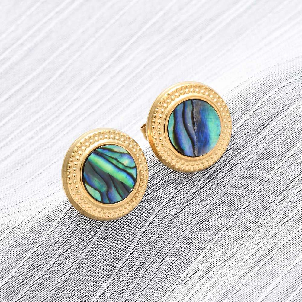 Studs stainless steel & abalone, boho beach