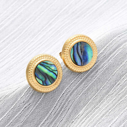Studs stainless steel & abalone, boho beach