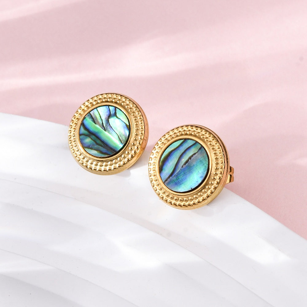 Studs stainless steel & abalone, boho beach
