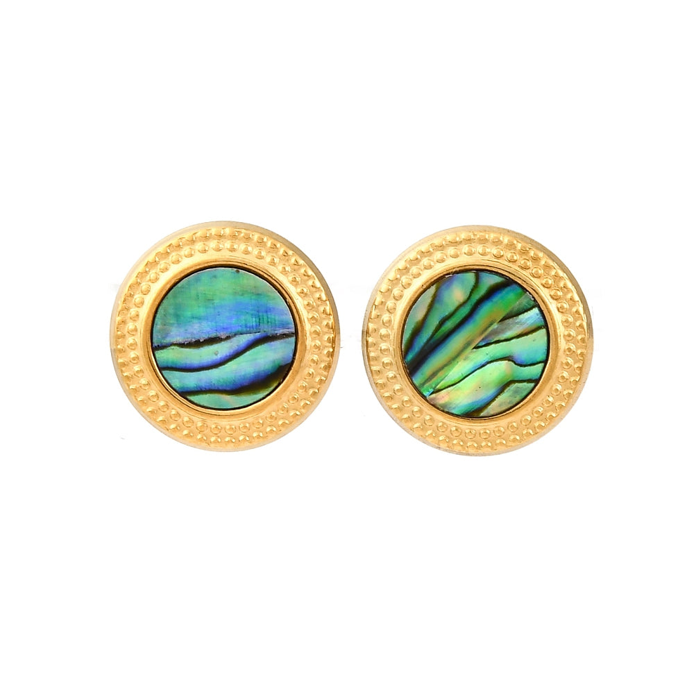 Studs stainless steel & abalone, boho beach