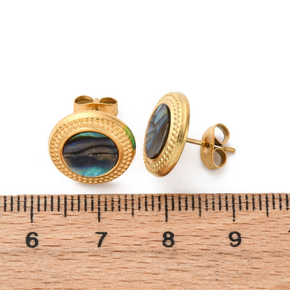 Studs stainless steel & abalone, boho beach