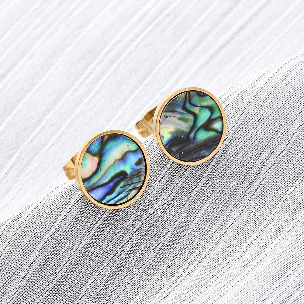 Studs stainless steel & abalone, boho beach
