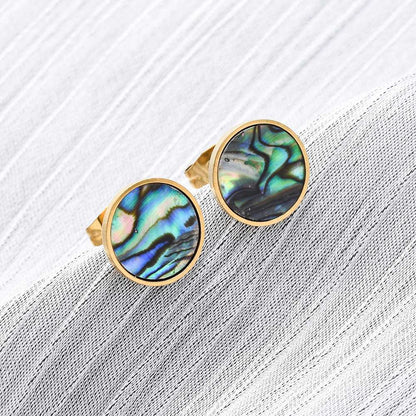 Studs stainless steel & abalone, boho beach