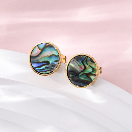 Studs stainless steel & abalone, boho beach