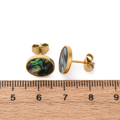 Studs stainless steel & abalone, boho beach