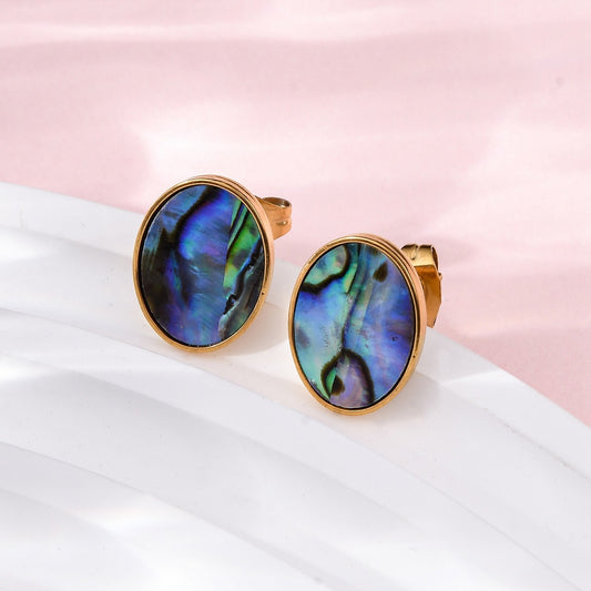 Studs stainless steel & abalone, boho beach