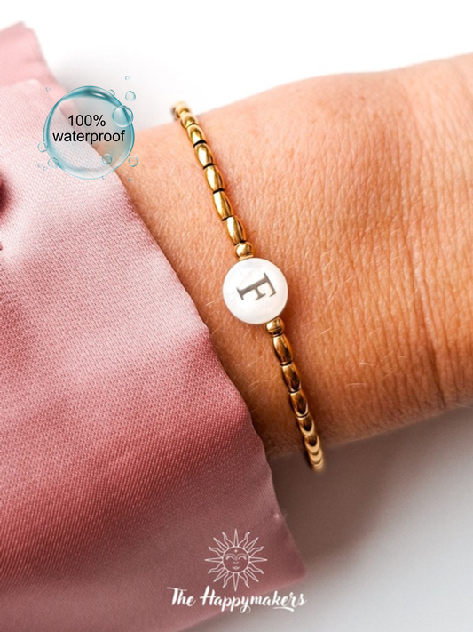 Letter kralen armband, initialen, naam, stainless steel, 100% waterproof, gepersonaliseerd cadeau, op maat gemaakt, handgemaakt