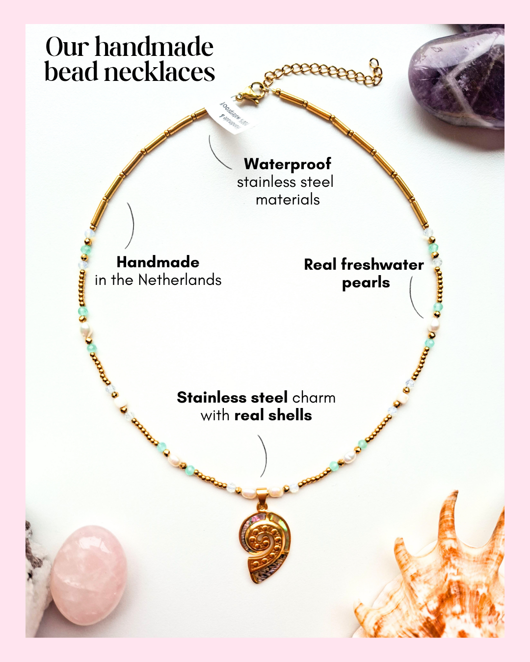 Blue boho charm necklace