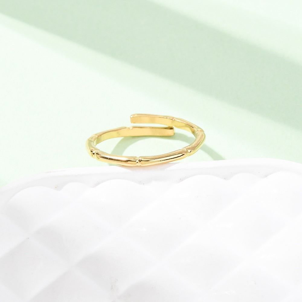 Ring stainless steel ☀ bamboo