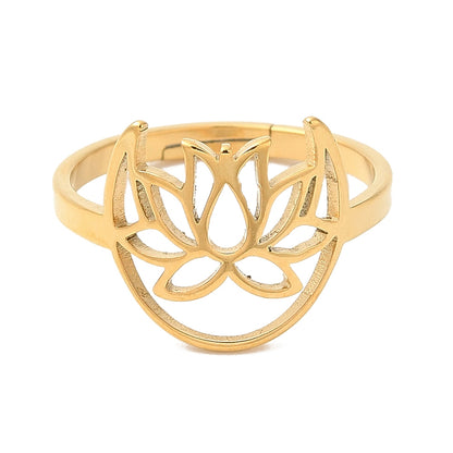 Ring stainless steel ☀ lotus moon